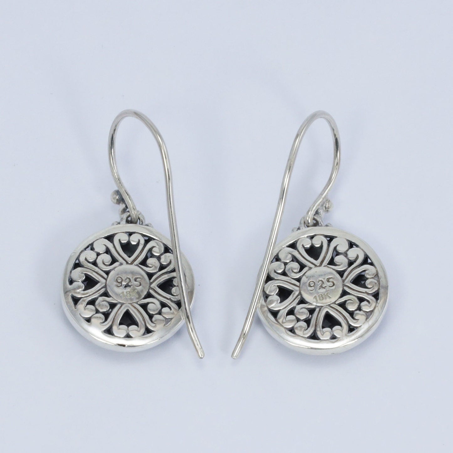 a beautiful filigree earrings 925 sterling silver with 18K yellow gold and antique finishing