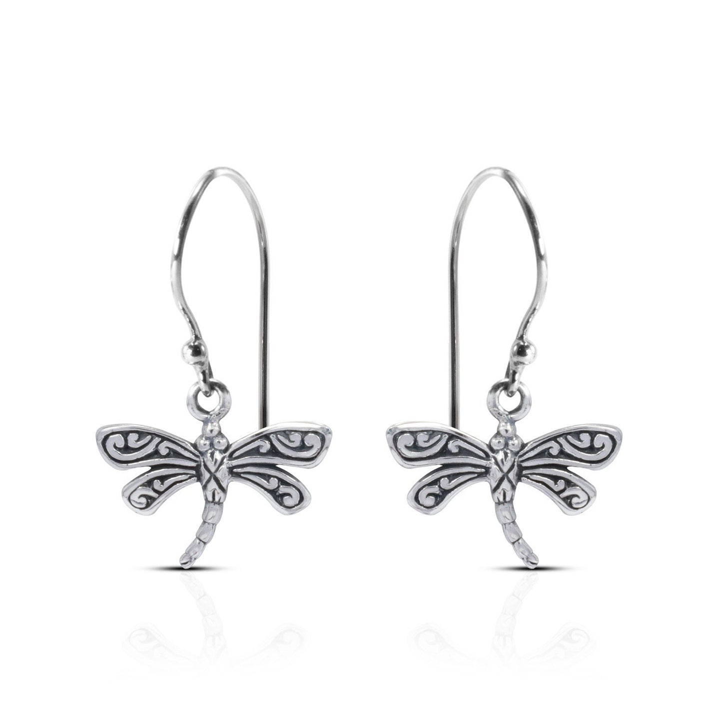 dragonfly earrings 925 sterling silver decorated with swirl filigree ornament