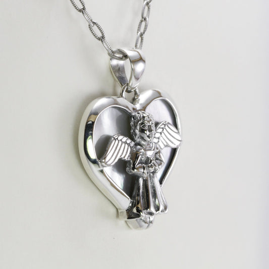 guardian angel pendant necklace 925 sterling silver with genuine white shell