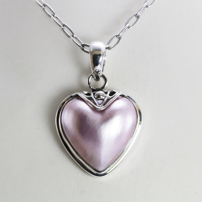 Genuine 19*19 MM heart shape Mabe pearl set in 925 sterling silver pendant bezel set decorated with flower filigree, heart pearl pendant