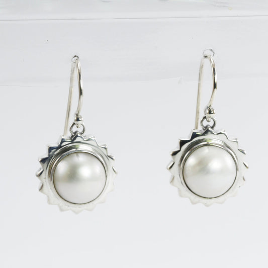 white mabe pearl earrings set in 925 sterling silver