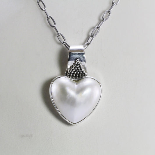 heart shape Mabe pearl pendant necklace set in 925 sterling silver 18*18 mm shape