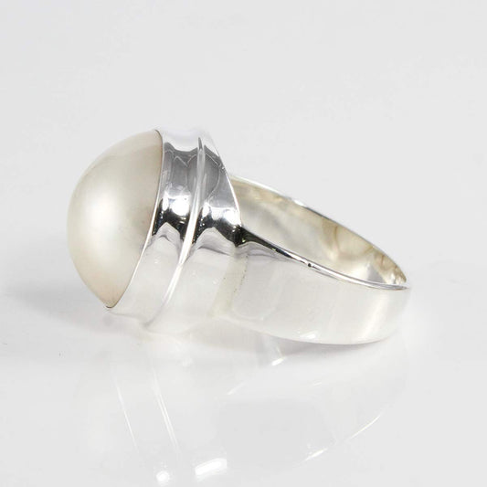 mabe pearl ring 14 MM set in wide band ring 925 sterling silver
