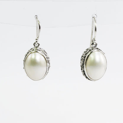 oval mabe pearl earrings set in 925 sterling silver 10*14 mm oval shape decorated with ornament crown