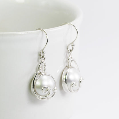 white mabe pearl earrings 925 sterling silver 13 mm round