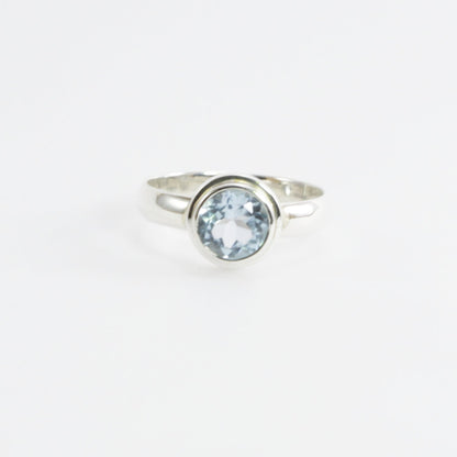 blue topaz ring 925 sterling silver with bezel set