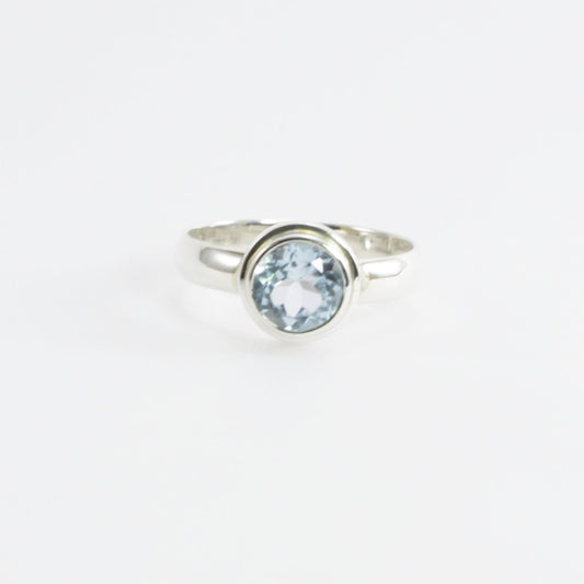 blue topaz ring 925 sterling silver with bezel set