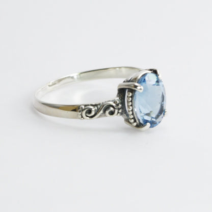 swiss Blue Topaz ring set in 925 sterling silver ring, solitaire ring with swiss blue topaz