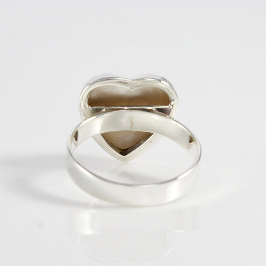 Handmade ring design 925 sterling silver with genuine heart shape cultured white mabe pearl, white mabe pearl ring,