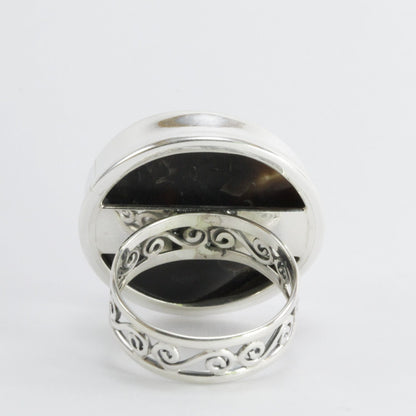 RARE 20 mm genuine BLISTER mabe pearl set in Handmade ring 925 sterling silver, large blister pearl ring bezel set