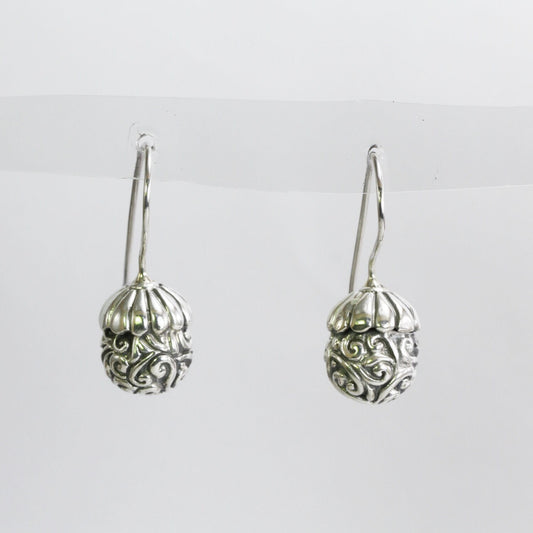 acorn earrings 925 sterling silver decorated with swirl filigree ornament