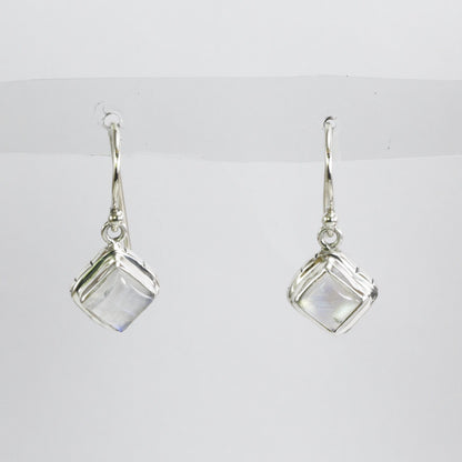 moonstone earrings 925 sterling silver dangle square shape