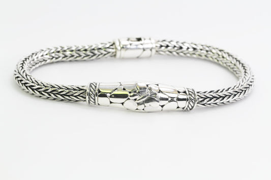 925 sterling silver bracelet 6MM round woven chain 7.5" inch length decorated with butterfly ornament