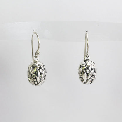 dangle drop silver earrings handcrafted rice Padi beads