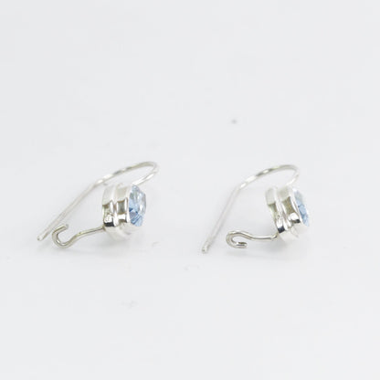 Blue Topaz Kidney Earrings bezel set in  dangle 925 sterling silver 5*10 mm marquise dangle drop