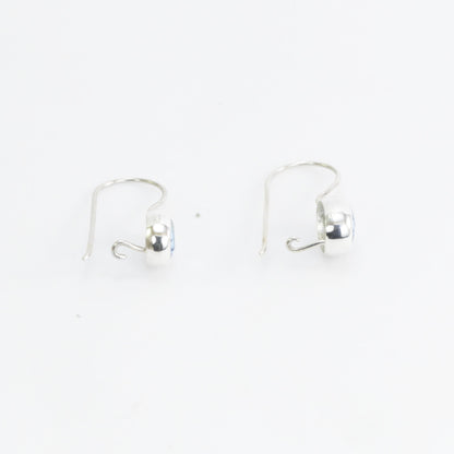 Teardrop Blue Topaz Earrings bezel set in  dangle 925 sterling silver 6*9 mm drop
