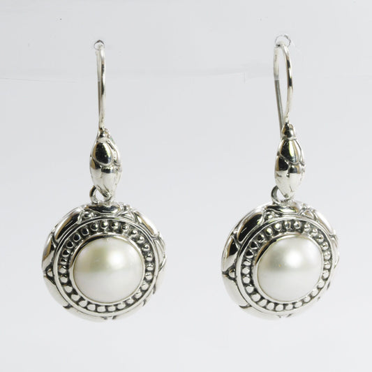 white mabe pearl earrings 925 sterling silver decorated with rock ornament