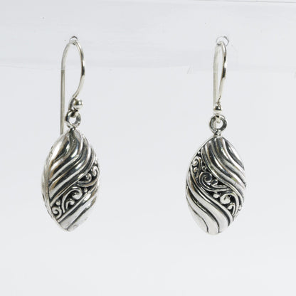 marquise earrings 925 sterling silver decorated with bali carving filigree ornament