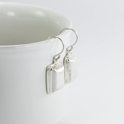 Square Pearl Earrings 925 sterling silver, mabe pearl earrings for women