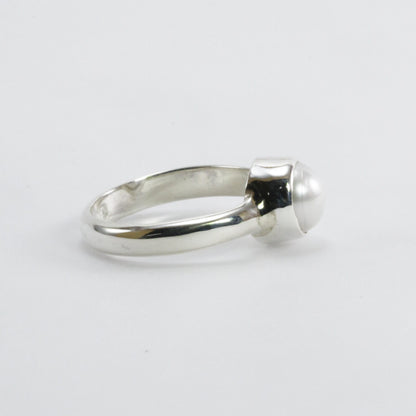 fresh water pearl ring 925 sterling silver 8mm round bezel set