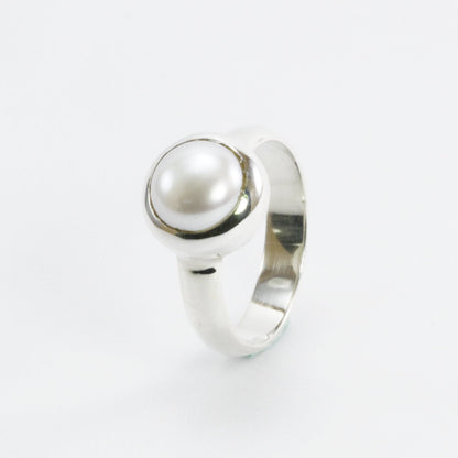 fresh water pearl ring 925 sterling silver 8 mm round pearl