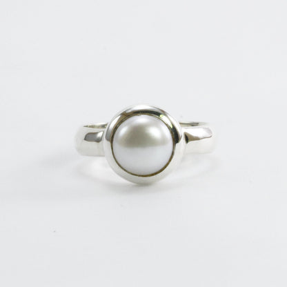 fresh water pearl ring 925 sterling silver 8 mm round pearl