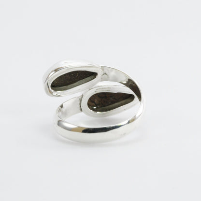 bypass ring with genuine blue opal set in 925 sterling silver, opal ring