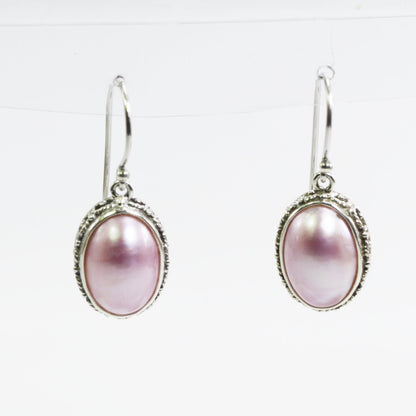 oval mabe pearl earrings set in 925 sterling silver 10*14 mm oval shape decorated with ornament crown