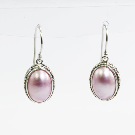 oval mabe pearl earrings set in 925 sterling silver 10*14 mm oval shape decorated with ornament crown