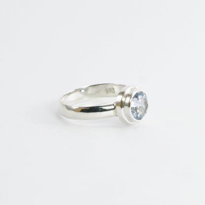 blue topaz ring 925 sterling silver with bezel set