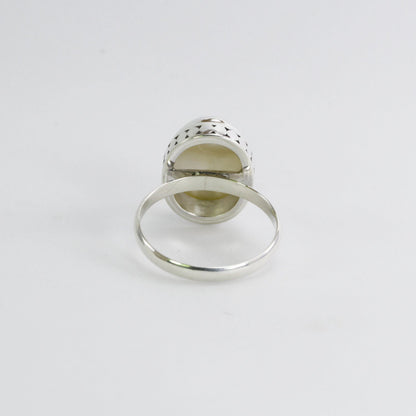 mabe pearl ring oval shape 925 sterling silver 15*10 mm decorated with Round dot ornament