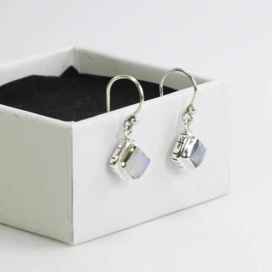 moonstone earrings 925 sterling silver dangle square shape