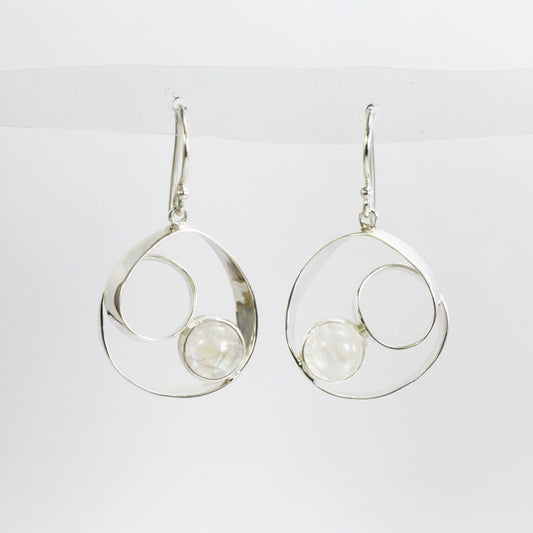 moonstone earrings 925 sterling silver, infinity rope earrings,