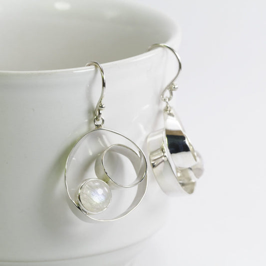 moonstone earrings 925 sterling silver, infinity rope earrings,