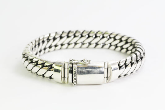 High Quality 925 sterling silver tick bracelet Bali handmade woven snake chain  8" inch length with ultra safety closure tab and latch