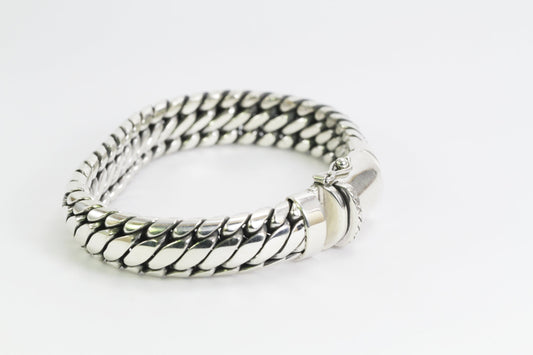 High Quality 925 sterling silver tick bracelet Bali handmade woven snake chain  8" inch length with ultra safety closure tab and latch