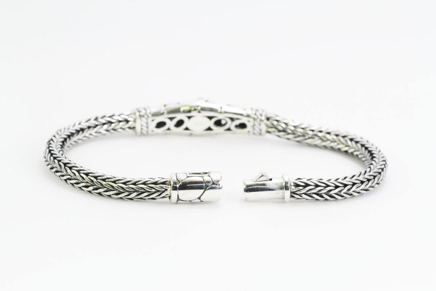 925 sterling silver bracelet 6MM round woven chain 7.5" inch length decorated with butterfly ornament