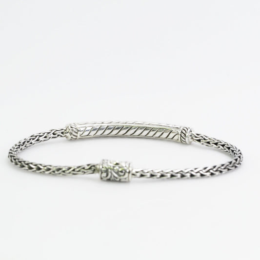 foxtail bracelet chain 925 sterling silver 7-7.5" inch length decorated with cable style ornament