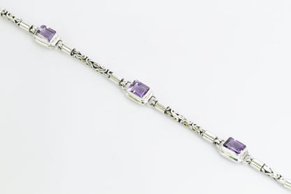 amethyst bracelet 925 sterling silver with byzantine chain and toggle lock
