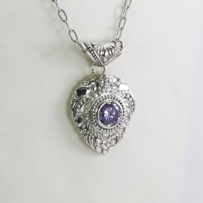silver turtle pendant 925 sterling silver with 925 sterling silver decorated with genuine white topaz and swirl filigree