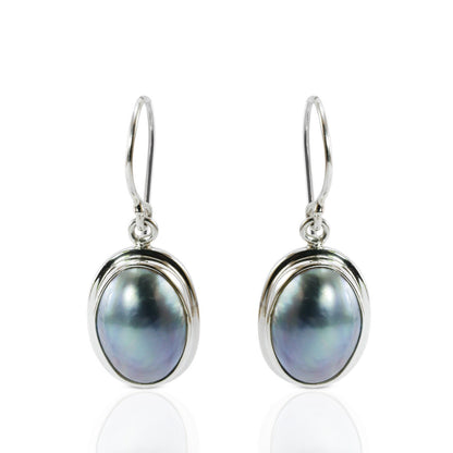 oval pearl earrings 925 sterling silver oval 10*14 mm, mabe pearl earrings,