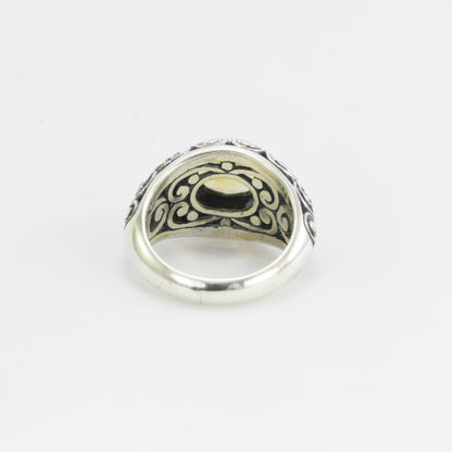 Citrine ring for women set in 925 sterling silver with 18K Gold accent and swirl filigree handcrafted