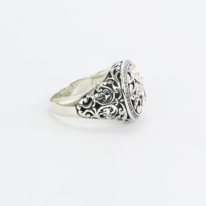 Dragonfly ring 925 sterling silver decorated with 18K Gold and genuine white topaz