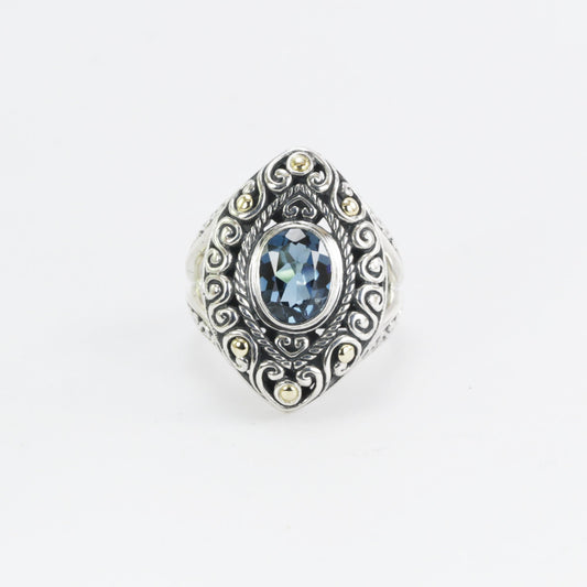 Blue topaz ring sterling silver 925, marquise ring with blue topaz, split shank ring, swirl filigree ring,
