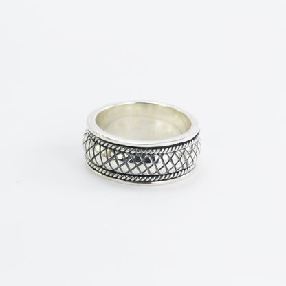 Spinner ring unisex in 925 sterling silver, cable style ring