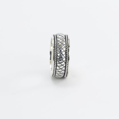 Spinner ring unisex in 925 sterling silver, cable style ring