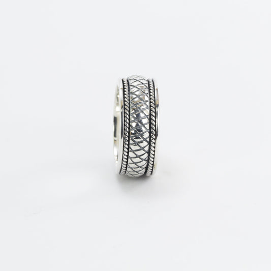 Spinner ring unisex in 925 sterling silver, cable style ring