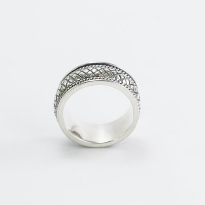 Spinner ring unisex in 925 sterling silver, cable style ring
