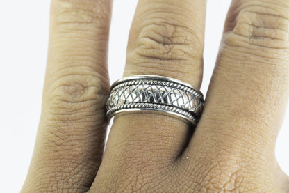 Spinner ring unisex in 925 sterling silver, cable style ring