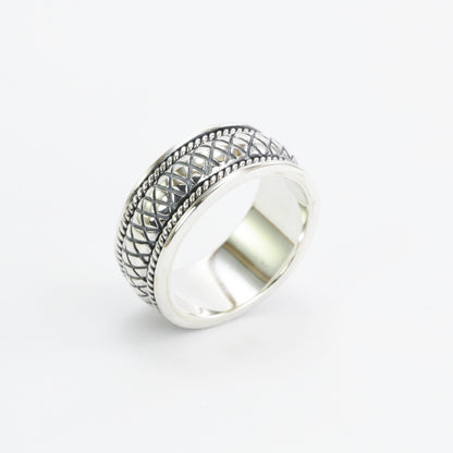 Spinner ring unisex in 925 sterling silver, cable style ring